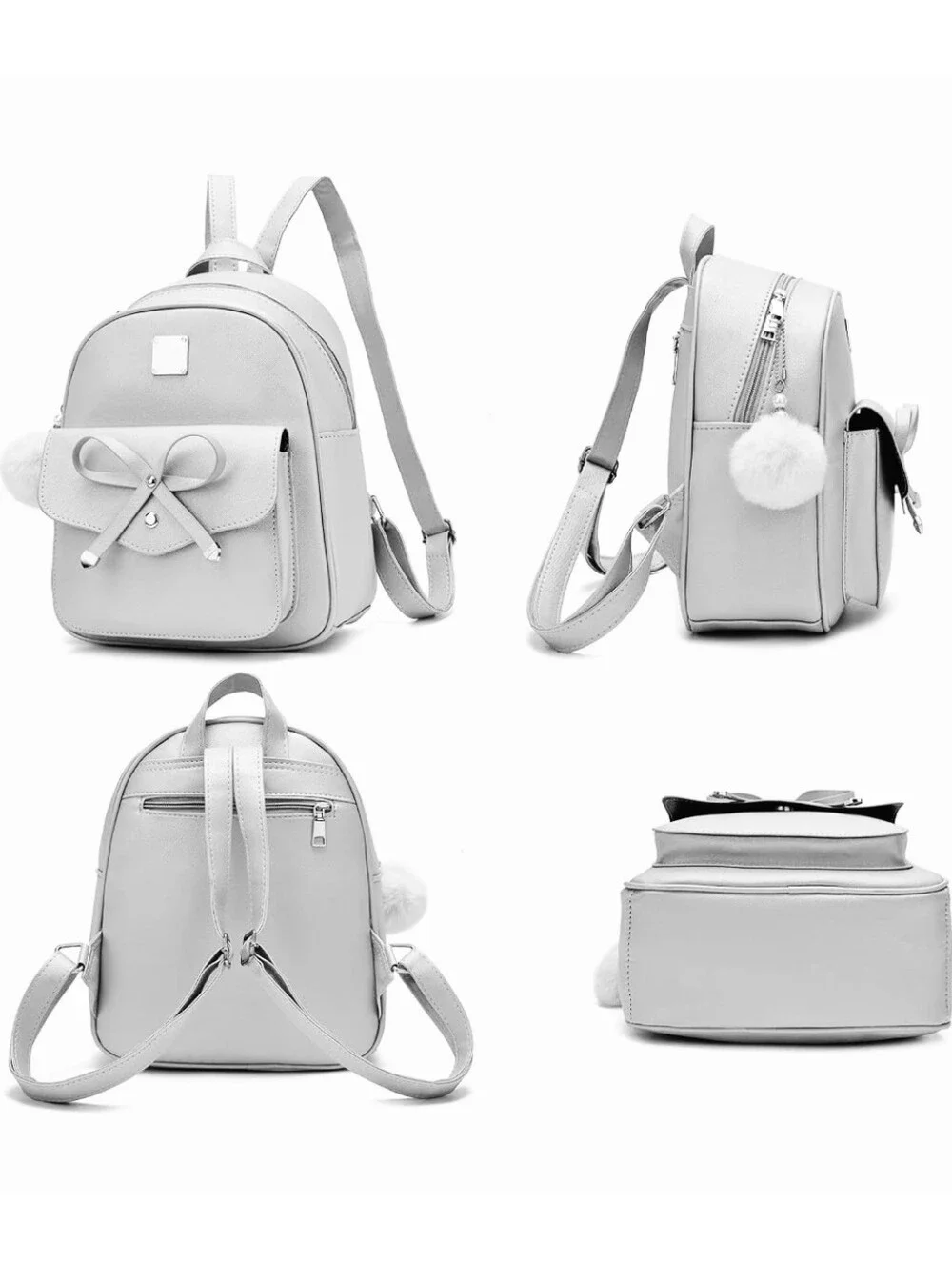 NWT Girls 4-Piece Faux Leather Fashion Backpack Set In Orange